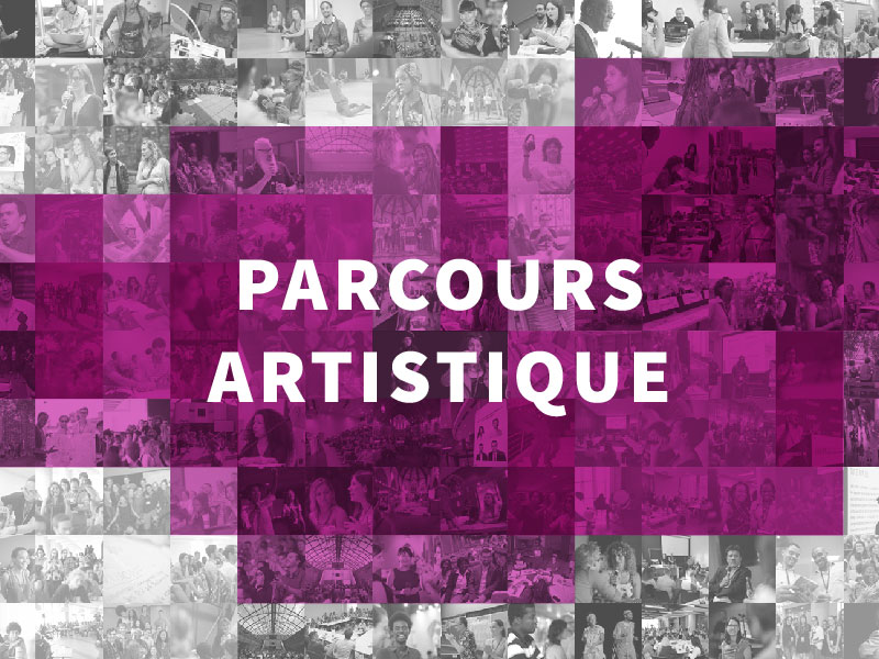Image avec thématique fushia associée au parcours artistique